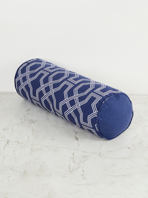 

Home Centre Blue Printed Arcadia Filled Bolster Pillow