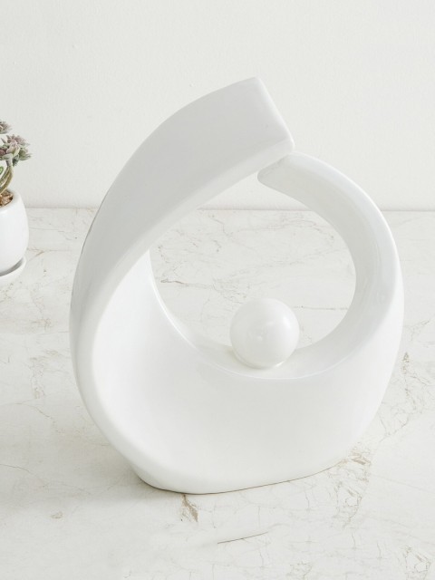 

Home Centre White Marshmallow Solid Abstract Round Figurine Showpiece
