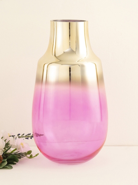 

Home Centre Pink & Gold-Toned Moksha Ombre Glass Vase