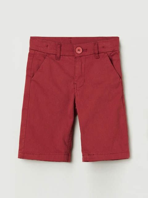 

max Boys Rust Mid-Rise Regular Shorts