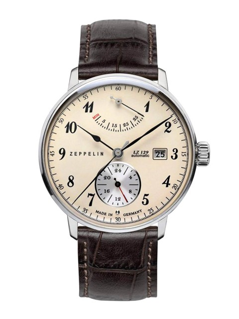 

ZEPPELIN Men Beige Dial & Black Leather Textured Straps Analogue Watch - 80605