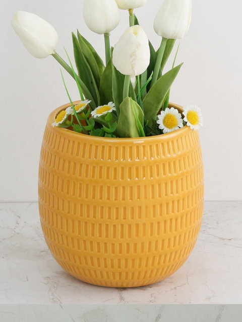 

Homecentre Yellow Colour Connect Embossed Flower Pot