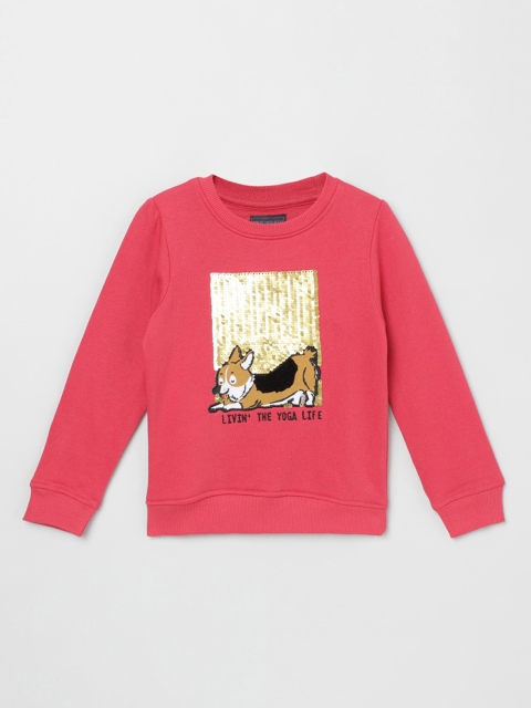 

max Girls Red Embellished Sweatshirt