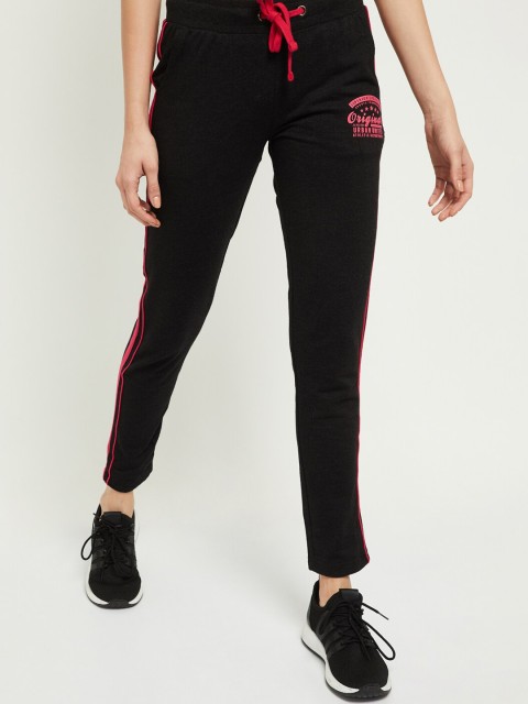 

max Women Charcoal Black Solid Track Pants