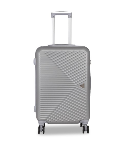 

Teakwood Leathers Silver Textured Hard-Sided Cabin Trolley Suitcase