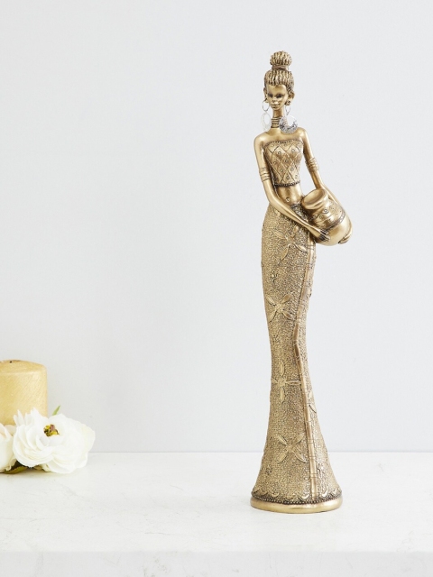 

Home Centre Gold-Toned Jaguar Standing African Lady Figurine Showpiece