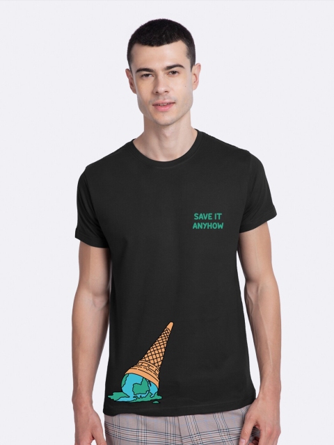 

Bewakoof Men Cotton Black Printed T shirt