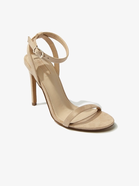 

FOREVER 21 Women Taupe Solid PU Faux Suede Stiletto Heels