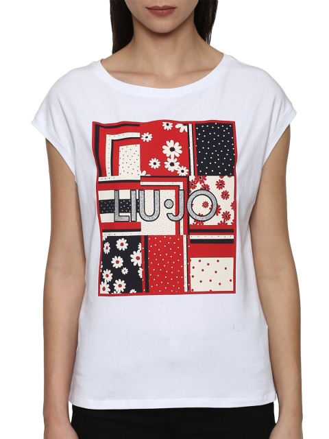 

LIU JO Women White Printed Extended Sleeves T-shirt