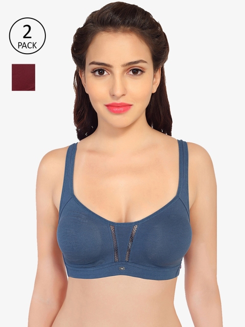 

Soie Blue & Maroon Pack of 2 Everyday Full Coverage Non Wired Bra