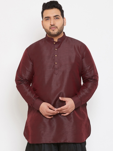 

VASTRAMAY PLUS Men Burgundy Straight Kurta