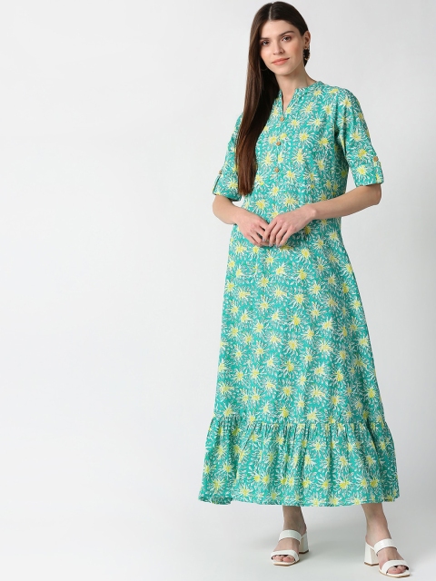 

mokshi Women Green Floral Printed Anarkali Kurta