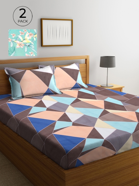 

KLOTTHE Pack of 2 210 TC 2 King Bedsheet with 4 Pillow Covers, Sea green