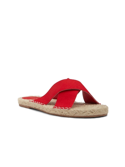

FOREVER 21 Women Red & Beige PU Comfort Espadrille Sandals