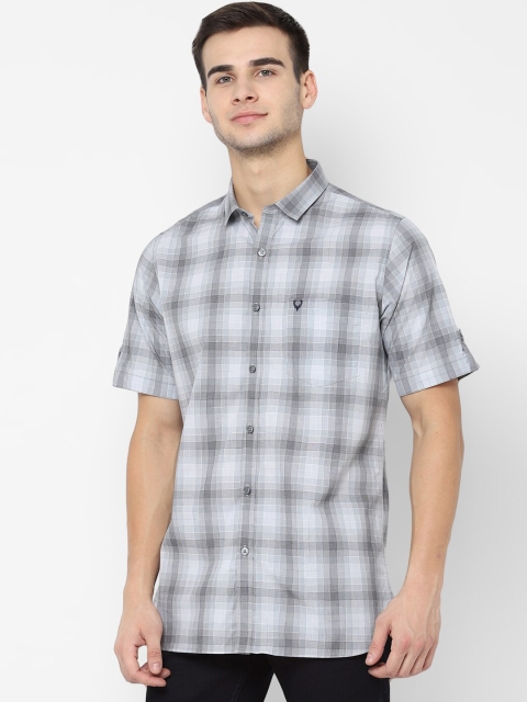 

Allen Solly Men Grey Slim Fit Checked Casual Shirt