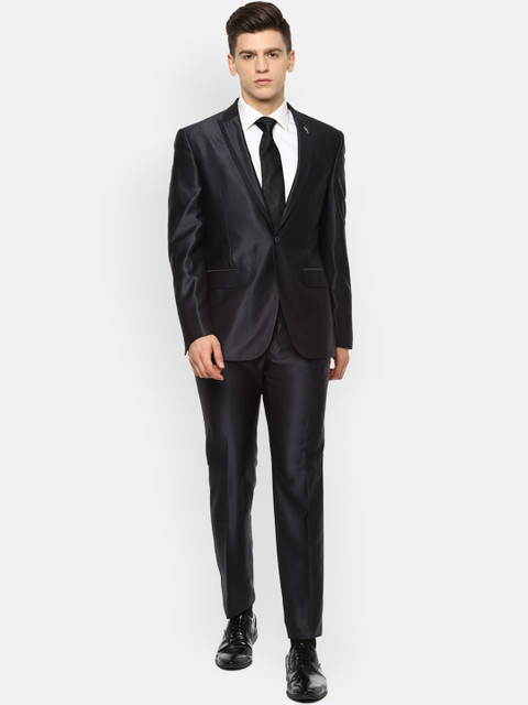 

Van Heusen Men Charcoal Grey Self-Design Slim-Fit Single-Breasted Party Suit