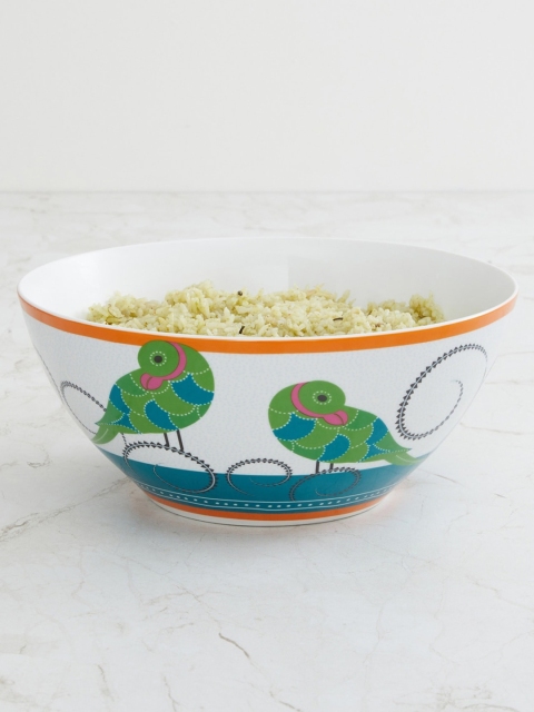 

Home Centre White & Green Eliana Deer Print Serving Bowl