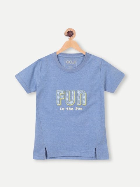 

GOJI Boys Blue Typography Printed Round Neck T-shirt