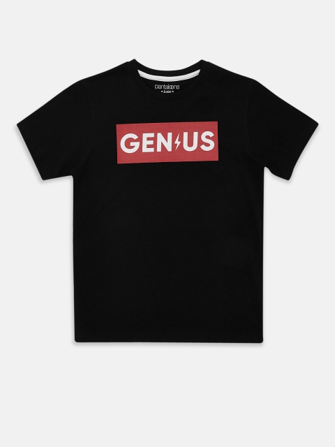

Pantaloons Junior Boys Black Typography Printed T-shirt