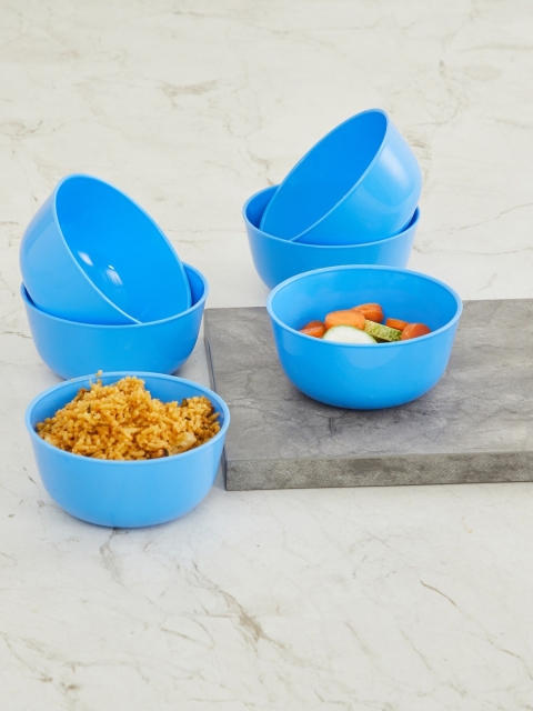 

Home Centre Set Of 6 Blue Solid Plastic Serving Bowl