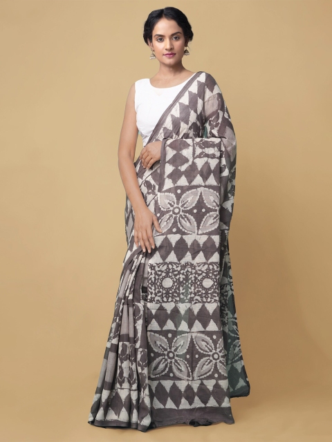 

Unnati Silks Taupe Dabu Zari Pure Cotton Kota Saree