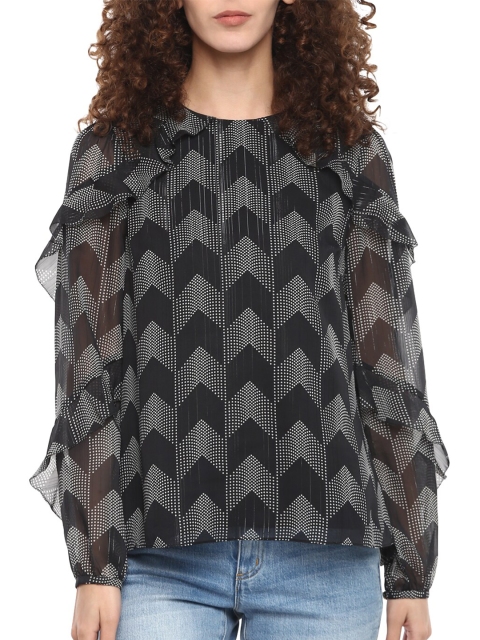 

Ted Baker Black & White Geometric Regular Top