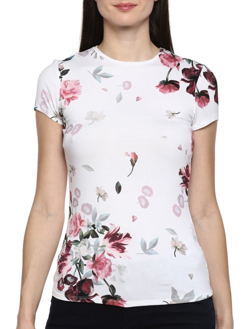 

Ted Baker Women White Floral Printed T-shirt