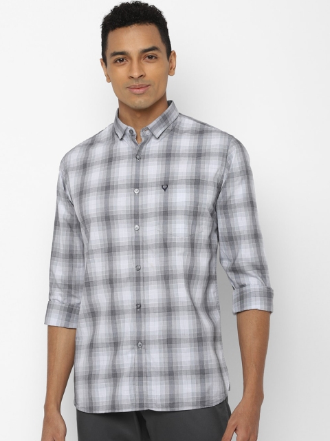

Allen Solly Men Grey Slim Fit Checked Casual Shirt