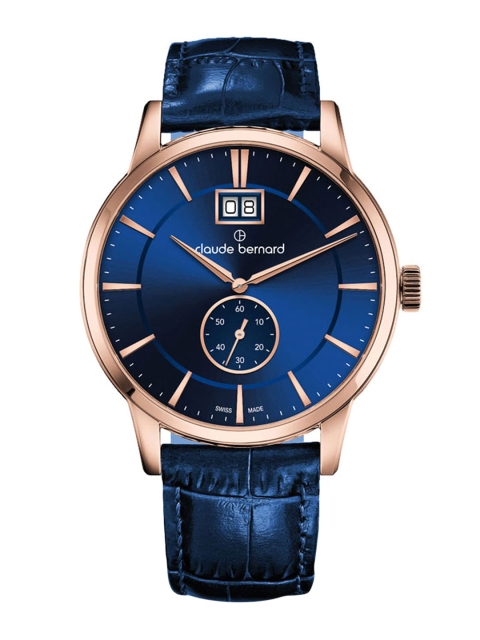 

claude bernard Men Blue Dial & Blue Leather Straps Analogue Watch 64005 37R