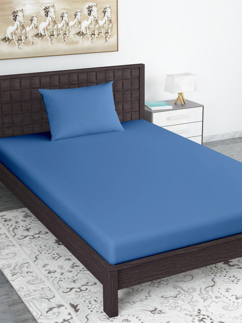 

Divine Casa Blue 110 TC Single Bedsheet with 1 Pillow Covers