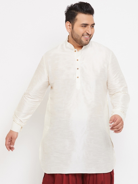 

VASTRAMAY PLUS Men Cream Coloured Silk Blend Kurta
