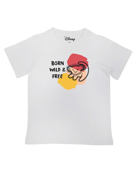 

Disney by Wear Your Mind Boys White & Red Lion King Printed Cotton T-shirt