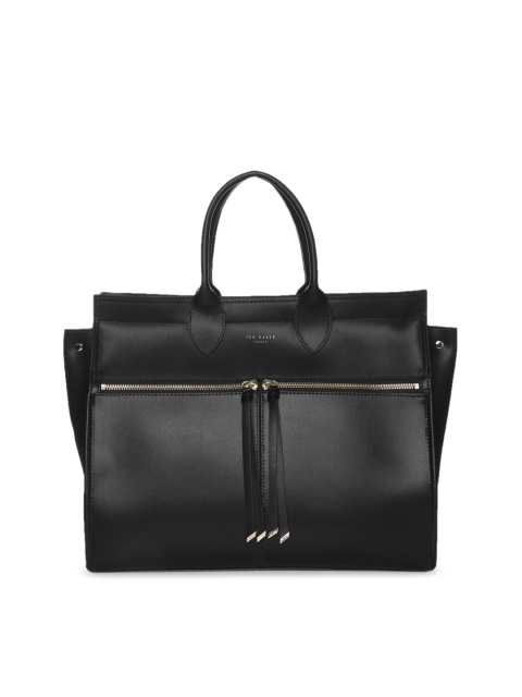 

Ted Baker Black Leather Structured Tote Bag with Tasselled