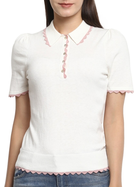 

Ted Baker Women White NA Polo Collar T-shirt NA