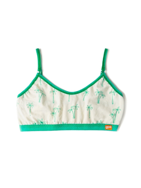 

You Got Plan B Off White & Green Floral Print Workout Bra
