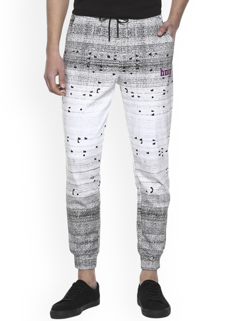 

HUGO Men White & Black Printed Slim-Fit Joggers