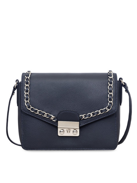 

Eske Navy Blue Leather Structured Sling Bag