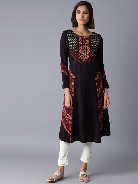 

W Women Purple Printed Kurta