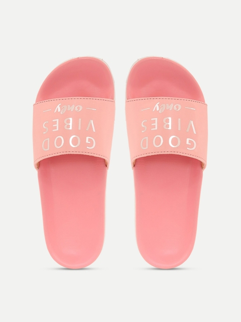 

FREECO Women Pink & White Printed Sliders