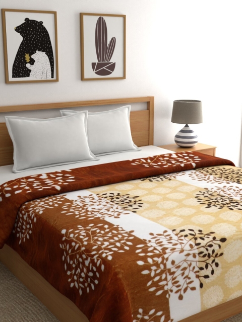 

Raymond Home Brown & White Floral AC Room 233 GSM Double Bed Blanket