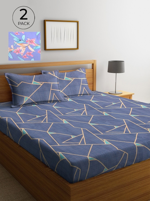 

KLOTTHE Multi Geometric 210 TC 2 King Bedsheet with 4 Pillow Covers