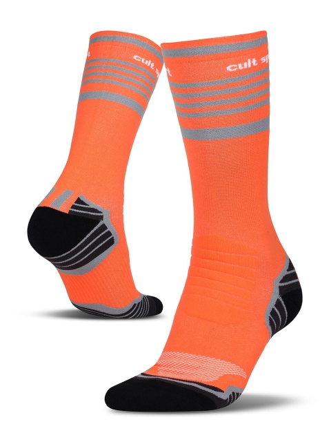 

Cultsport Orange & Grey Striped Calf-Length Signature Socks