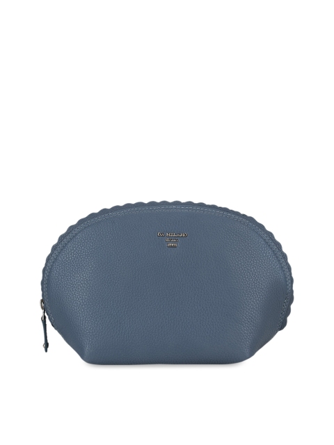 

Da Milano Unisex Navy Blue Solid Leather Travel Pouch