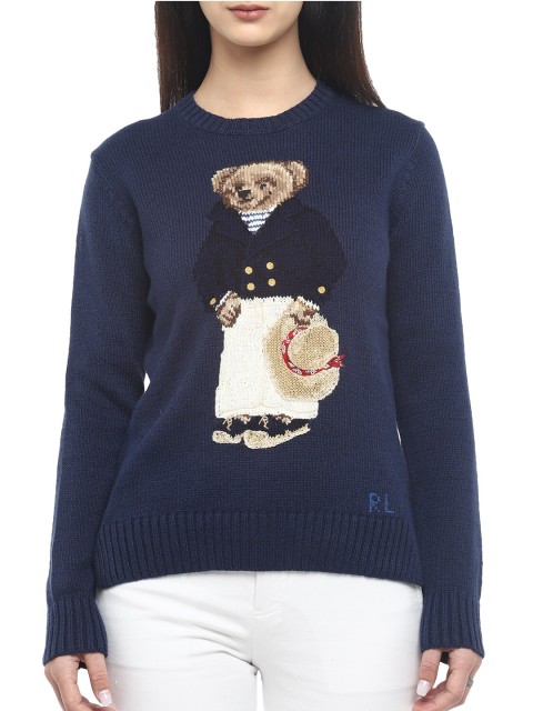 

Polo Ralph Lauren Women Navy Blue Embroidered Pullover