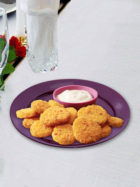 

nestroots Purple Set of 6 Serving Plate & Stainless Steel Glossy Cutlery