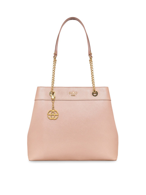 

Eske Pink Textured Leather Structured Shoulder Bag