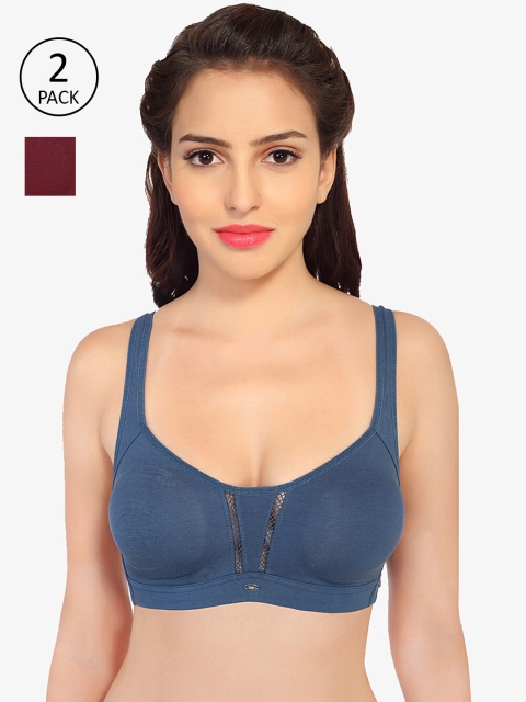 

Soie Pack of 2 Blue & Maroon Everyday Bra Full Coverage - COMBO CB-317INDIGO/MAROON