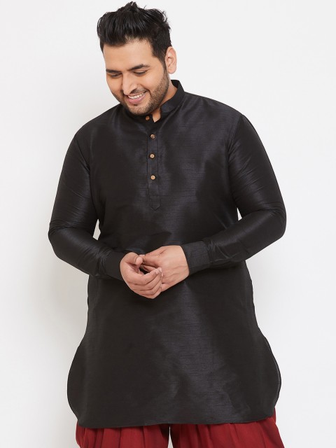 

VASTRAMAY PLUS Men Black Straight Kurta