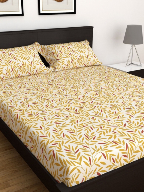 

Home Centre Yellow Floral 150 TC King Bedsheet with 2 Pillow Covers