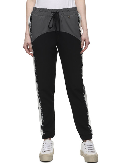 

Rinascimento Women Grey & Black Colourblocked Joggers
